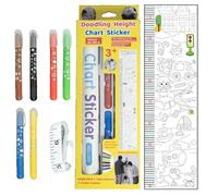 Tableau de croissance, de hauteur - Décalques de mesure en hauteur griffonnés - Autocollant mural en croissance décoratif pour salle de jeux en classe pour de maternelle