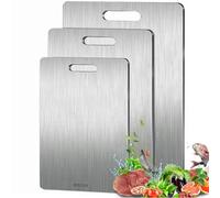 Tableau de découpe en titane 3PCS,Panneau de coupe à l'épreuve des glissières en acier inoxydable,Qualité alimentaire double côté,Tapis de coupe en titane pour la viande,Légumes