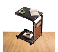 Tableau de fin en forme de C - Tableaux latéraux mobiles en forme de C - Meubles portables à deux niveaux pour canapés, chambres à coucher, maisons compactes - Unité de stockage réglable