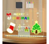 Tableau de gribouillage LED - 30 x 20 cm en acrylique lumineux pour dessin, planches avec 7 stylos à séchage rapide, bloc-notes lumineux pour la maison, la maternelle, l'école, l'intérieur et les