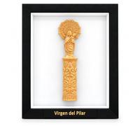 Tableau de la Vierge du Pilier en 3D noir et doré 23 x 18 x 10 cm | Fabriqué en PLA