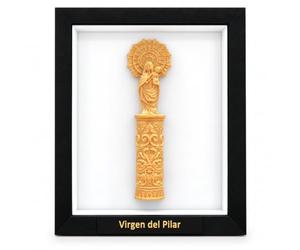 Tableau de la Vierge du Pilier en 3D noir et doré 23 x 18 x 10 cm | Fabriqué en PLA