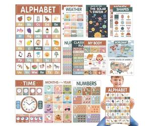 Tableau de l'alphabet - Affiche d'apprentissage pour les tout-petits 11 x 17 pouces, décoration murale pour la salle de classe | L'enseignement éducatif doit avoir pour les préscolaire