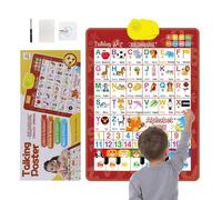 Tableau de l'alphabet bilingue - Affiche interactive d'apprentissage de l'anglais et de l'espagnol, jouet mural éducatif musical | Décoration de chambre d'enfant en classe, cadeau d'anniversaire de No