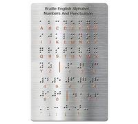 Tableau de l'alphabet en braille avec points en relief, chiffres et ponctuation pour débutants, cadeaux éducatifs, aide pédagogique en braille pour enfants aveugles et adultes (18,3 x 12,9 cm)