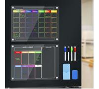 Tableau de menu magnétique effaçable à sec hebdomadaire liste de courses et bloc-notes pour réfrigérateur pour réfrigérateur de