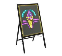Tableau de messages, publicitaire, lumineux, 50 x 70 cm, avec 8 stylos néon, télécommande, panneau lumineux LED, effaçable, affichage du menu debout, panneau lumineux
