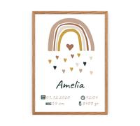 Tableau de naissance Yellow Tipi Rain of Love Rose 30x40 cm