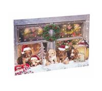 Infactory : Tableau de Noël à 5 LED avec des chiots 60 x 40 cm G