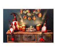 Tableau de Noël - LOLAHOME - Décoration murale - 60 x 40 cm - Éclairage LED - Marron et rouge