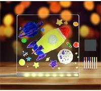 Tableau de Notes en Acrylique Transparent À Led, Tableau de Messages Lumineux avec Support Et Stylos 7 Couleurs, Tableau Effaçable À Sec en Acrylique avec Lumière pour Notes 15 x 15 cm / 5.9 x 5.9 in