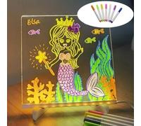 Tableau de Notes LED avec Couleurs | Tableau marqueur Acrylique Brillant | Tableau effaçable à Sec en Acrylique | Tableau Lumineux comme Notes Message LED avec Lettre mémo Lumineuse avec Support