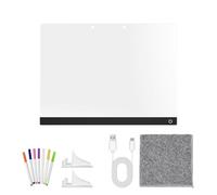 Tableau de notes LED pour dessiner - Bloc de messages en acrylique effaçable à sec avec 7 crayons de couleur - Tableau de croquis avec support - Créativité et concentration accrue pour bureau, école