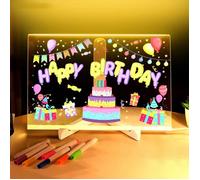 Tableau de notes LED veilleuse avec stylo 7 couleurs, planche à dessin en acrylique éclairée, marqueur de messages lumineux po~006