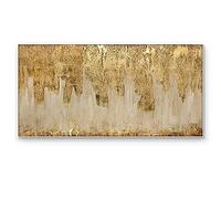 Tableau De Peinture sur Toile,Texture Dorée Drapée Feuille d'or Luxe Géométrique Oeuvre Moderne Peintures Abstraites Peintes À La Main Peintures À l'huile sur Toile Art Mural pour Salon Chambr