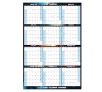 Tableau De Planification Pour Mur, Grand Calendrier Mural Horizontal Et Vertical Effaçable 2025 - Cadeau Unique Avec Motif De Nuit D'étoile Bleue Laminé, Planificateur Mural Annuel De 12 Mois Pour Les