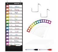 Tableau de Poche de l'horaire Quotidien, Cartes de Classe avec 13 + 1 Poches, 13 Cartes Colorées Recto-Verso et 13 Vierges, Comprend 2 Cintres de Montage sur La Porte (Noir, 33 cm x 91,4 cm)