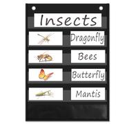 Tableau de poche double face effaçable à sec pour salle de classe - Organiseur multifonction 5 + 1 avec 10 cartes réutilisables (emploi du temps quotidien, normes, bandes de phrase) - Nylon robuste