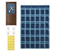 Tableau de poche - En tissu non tissé - 36 poches - Tableau de poche pour salle de classe - Porte-calculatrice transparent à suspendre avec autocollants numérotés - Rangement mural avec 8 crochets