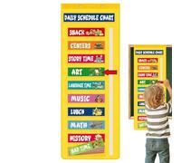 Tableau De Poche Horaire - Horaire Flèche Mobile 51 Pouces | Plan De Cours Visuel Maternelle | Polyester, 36 Cartes Couleurs, 2 Crochets, Outil Gestion Enseignant Salle De Classe