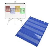 Tableau de Poche Magnétique avec Pochette Transparente à 5 Rangées, Conception Magnétique pour Salle de Classe, Outil de Classe Engageant, Matériau en Nylon pour éducateurs (Bleu)