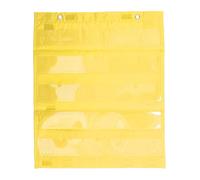 Tableau de Poche Magnétique Double Face, Tableau Pédagogique Tout Usage avec 5 Rangées de Pochettes Transparentes (Yellow)