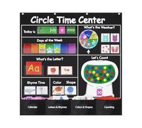 Tableau de poche pour centre de temps, tableau de poche pour la salle de classe pour apprendre, calendrier, météo, chiffres, comptage, lettres, couleur, forme, cycle, temps, centre d'apprentissage