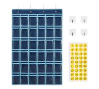 Tableau De Poche Pour La Classe - Présentoir De Rangement Transparent À 36 Compartiments, Organiseur Mural À Crochets | Grille Multi-compartiments, Pochettes Transparentes Numérotées, Idéal Pour Télép