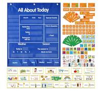 Tableau de poche pour salle de classe - Organiseur d'affichage éducatif | Outil de calendrier de poche | Jeux préscolaires interactifs | Thème primaire de la maternelle, système d'aide visuelle pour