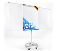 Tableau de présentation avec trépied ou pied à roulettes - Shark - Tableau blanc inscriptible, effaçable et magnétique - Support de papier pour blocs de différentes tailles