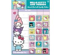 Tableau de récompense A4 Hello Kitty et Ses Amis | 42 Autocollants colorés Brillants Inclus | Tableau Facile à Nettoyer | sous Licence Officielle | Unisexe, à partir de 3 Ans | Brillant pour