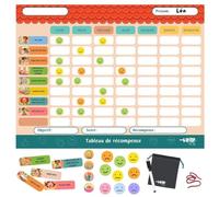 TABLEAU DE RéCOMPENSE MAGNéTIQUE - PLANIFICATEUR HEBDOMADAIRE ET QUOTIDIEN AVEC AIMANTS ILLUSTRéS ET SMILEY -ORGANISATION, AUTONOMIE, COMPORTEMENTS POSITIFS -FIXATION FRIGO OU MUR