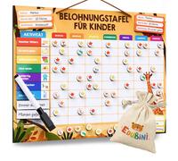 Tableau de récompense pour enfants - [100 tâches + 350 aimants] - Système de récompense de responsabilité - Plan familial, tableau magnétique Montessori, planificateur hebdomadaire, aide adhésive