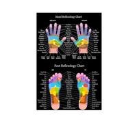 Tableau de réflexologie des mains, guide du tableau de réflexologie des pieds, affiche sur toile de sciences de la santé, décoration murale pour salon, chambre à coucher, sans cadre : 30 x 45 cm