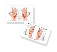 Tableau de réflexologie pour la main et le pied | Lot de 50 | Carte de taille professionnelle 5,1 x 8,9 cm | Massage réflexologique | acupression | Traitement du corps