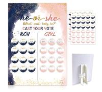 Tableau de révélation du sexe de bébé avec support (30,5 x 43,2 cm), 60 autocollants de vote or rose, bleu marine, pour garçon et fille, lancez votre jeu de vote pour les invités, décorations de fête