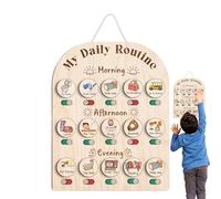 Tableau de routine - Planificateur quotidien éducatif pour utilisation matinale à l'heure du coucher, matériau en bois durable, outil d'apprentissage interactif, aide à l'apprentissage de l'enfance