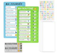 Tableau de Routine Quotidienne pour Enfants Planning de Tâches 2 Tableaux avec 10 Cartes Liste de Contrôle personnaliser DIY Tâches Ménagères Rappel Plan d'Études et Les lettres Sticker (Vert+Bleu)