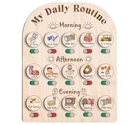 Tableau de routine quotidienne pour les enfants, tableau de routine en bois pour tout-petits avec boîte rangement, calendrier visuel pour les enfants, calendrier visuel pour la maison et la sall