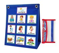 Tableau de Routine Visuelle Calendrier Quotidien et Filles, pour Garçon DIY | Polyester Feutre, Bleu, Aide à Récompenser les Bons Comportements Finir les Tâches, pour Garçon et Filles