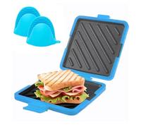 Tableau de sandwich au micro-ondes, grille-pain, grille-pain micro-ondes, casserole, rapide, pas d'électricité, sans fil, lave-vaisselle facile à nettoyer, pour les voyages ou le bureau (bleu)