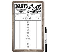 Tableau de score de fléchettes (blanc) effaçable à sec pour noter le score dans les jeux de cricket, 301 ou 501 enseignes en métal affiche vintage metal deco 12x8 inch/30x20cm