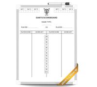 Tableau de score de fléchettes | Système de score complet avec compteur de colonnes, gomme et stylo, bandes de fixation murale | Tableau de score pour 501, cricket et tous les jeux de fléchettes