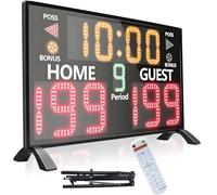 Tableau de score électronique portable avec trépied, minuterie, luminosité réglable, longue durée de vie de la batterie pour les jeux, ajouter des quartiers, possession et heures supplémentaires