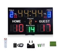 Tableau de score LED avec compte à rebours - Affichage à 15 chiffres, 8 modes, 5 niveaux de luminosité, gardien de score multi-sports pour basket-ball, tennis, boxe et plus encore