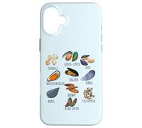 Tableau de variétés de moules Ocean Foodie Design pour Les Amateurs de Fruits de mer Coque pour iPhone 16 Plus