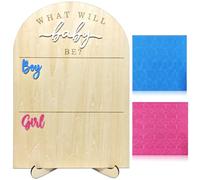 Tableau de vote en bois pour révéler le sexe de bébé avec support, autocollants de vote pour garçon ou fille, tableau de jeu de devinettes du sexe, panneau de vote, « He or She What Will Baby Be