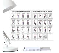 Tableau de yoga sur chaise - Affiche de fitness pour personnes âgées, guide d'exercices de 7,99 pouces avec mouvements illustrés, affichage visuel d'entraînement, outil de soutien, aide à la flexibili