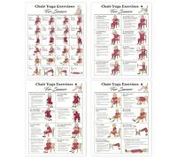 Tableau de yoga sur chaise, affiche d'exercice assis, guide de remise en | Guide d'exercices de yoga assis, référence illustrée des mouvements, soutient les étirements doux, entraînement à la mobilité