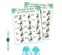 Tableau de Yoga sur Chaise - Exercices De 30 Jours En Tableaux,Guide D'Entraînement De Yoga Sur Chaise En 2 Pièces,Pour Mobilité Flexibilité Étirement Débutant À Domicile En